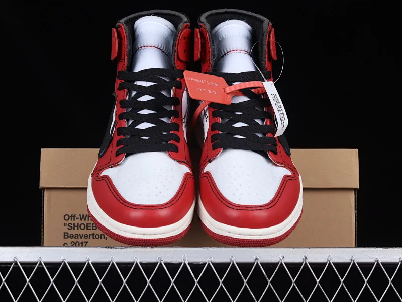 All categories Air Jordan Jordan series basketball shoes Air Jordan 1 High L version Off White x Air Jordan OW AJ1 Joe 1 joint white and red high-top basketball shoes AA3834-101